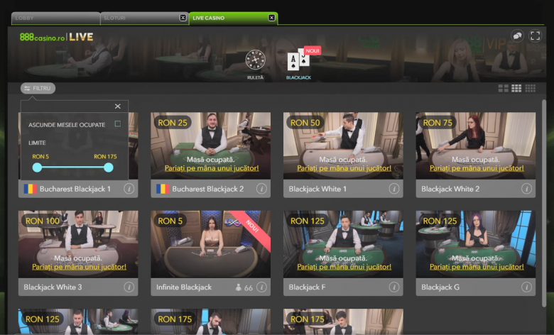 lobby casino live 888 blackjack