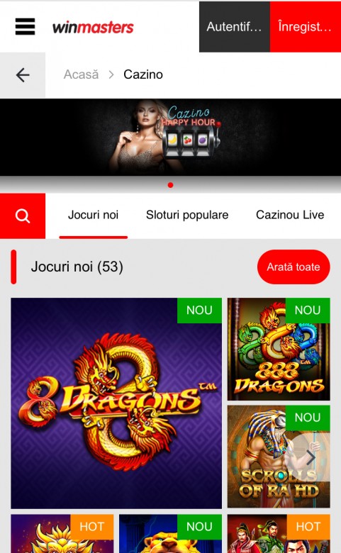 winmasters mobile casino screenshot
