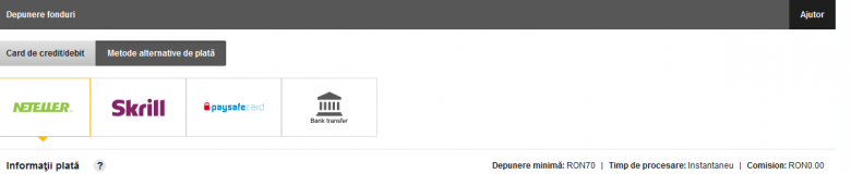 metode depunere betfair casino