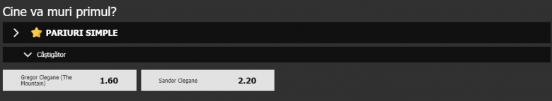 cote pariuri game of thrones clegane vs mountain