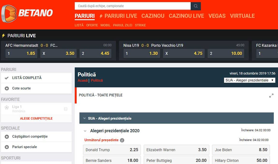 pariuri prezidențiale sua betano
