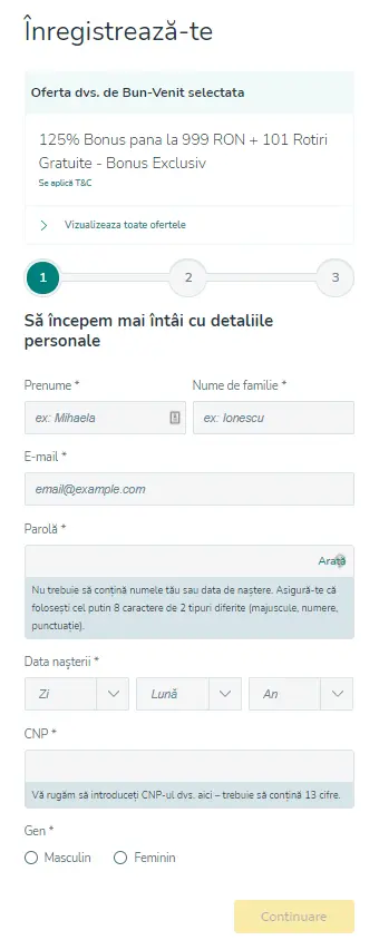 inregistrare vlad cazino pas 1