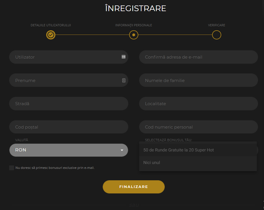 înregistrare princess casino formular