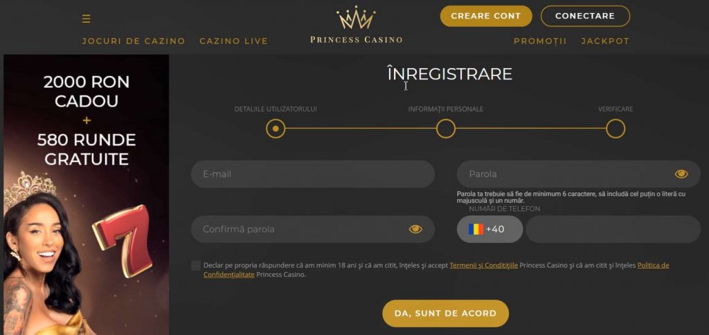 princess casino înregistrare cont jucător