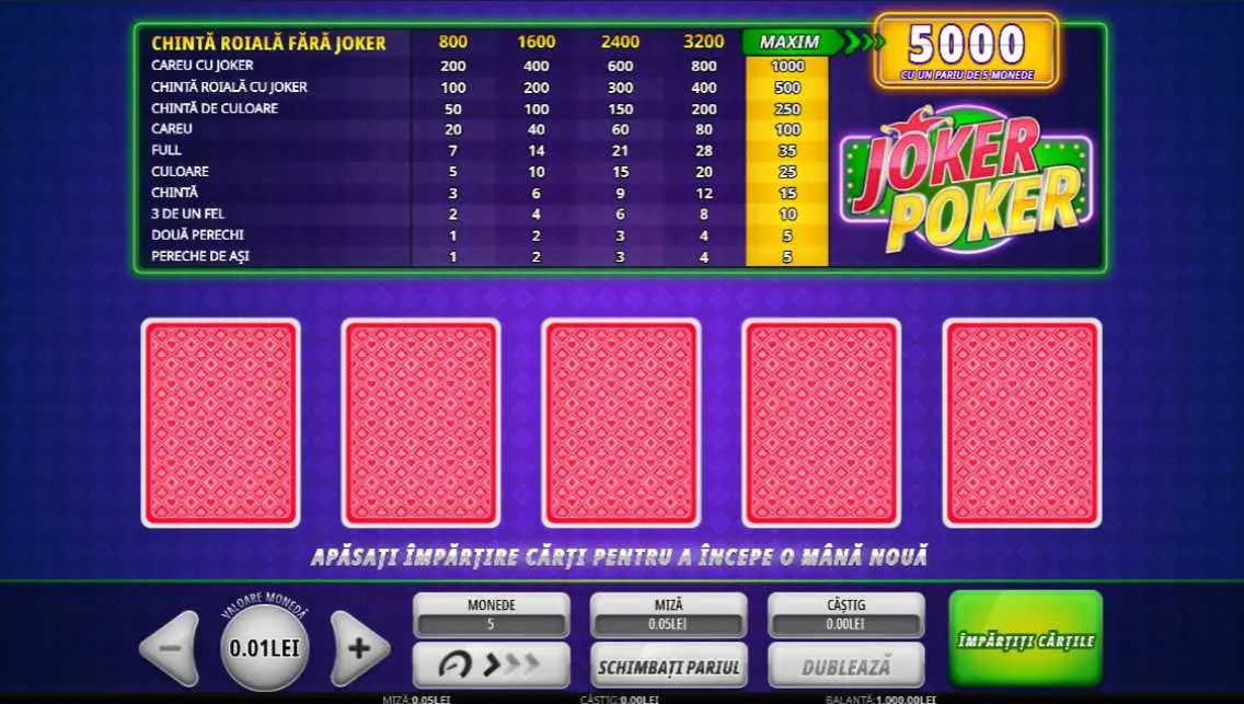 joker poker ca la aparate betano