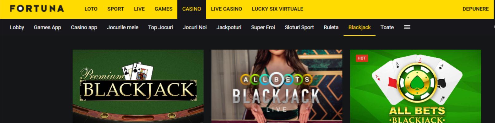blackjack fortuna jocurile