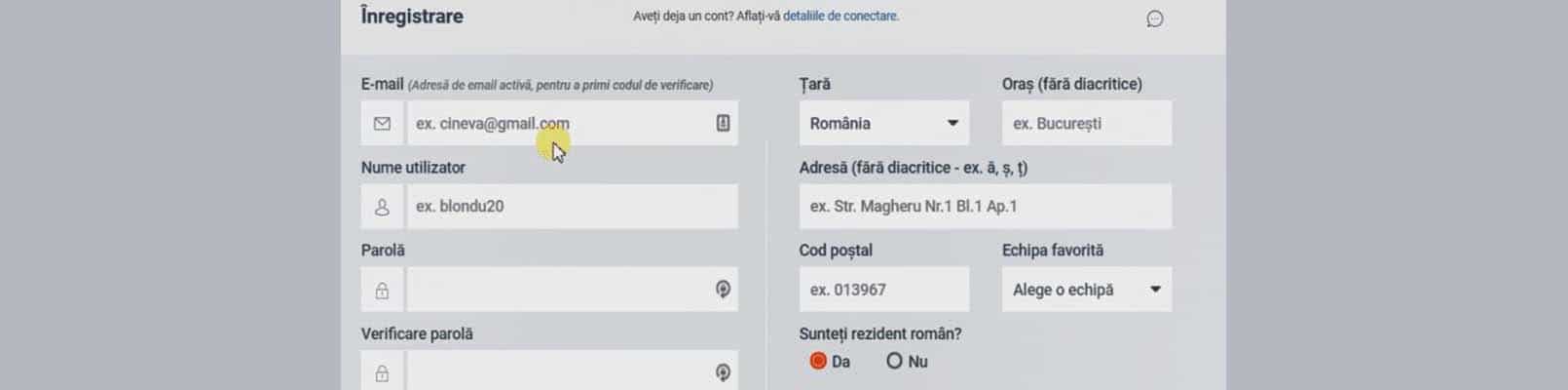 formular înregistrare betano