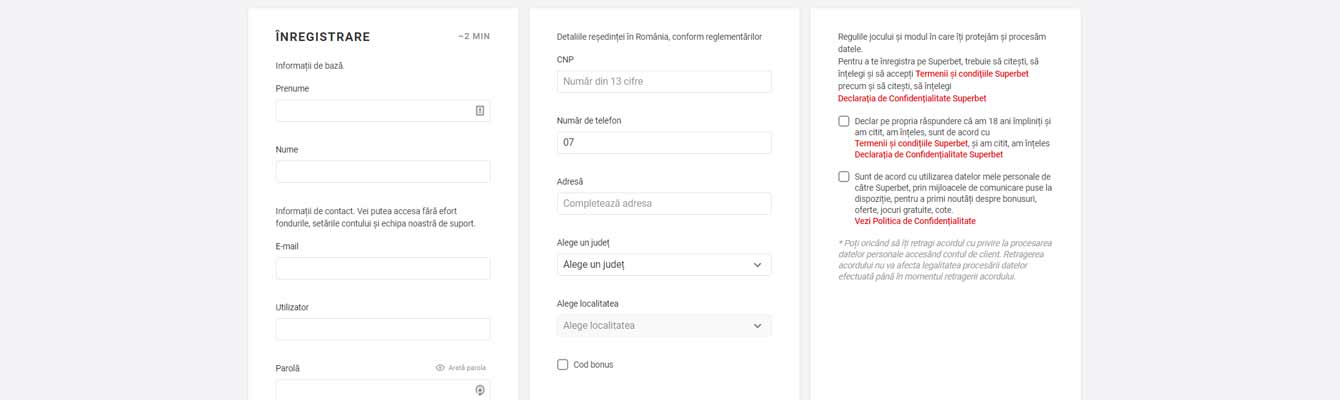 formular inregistrare superbet