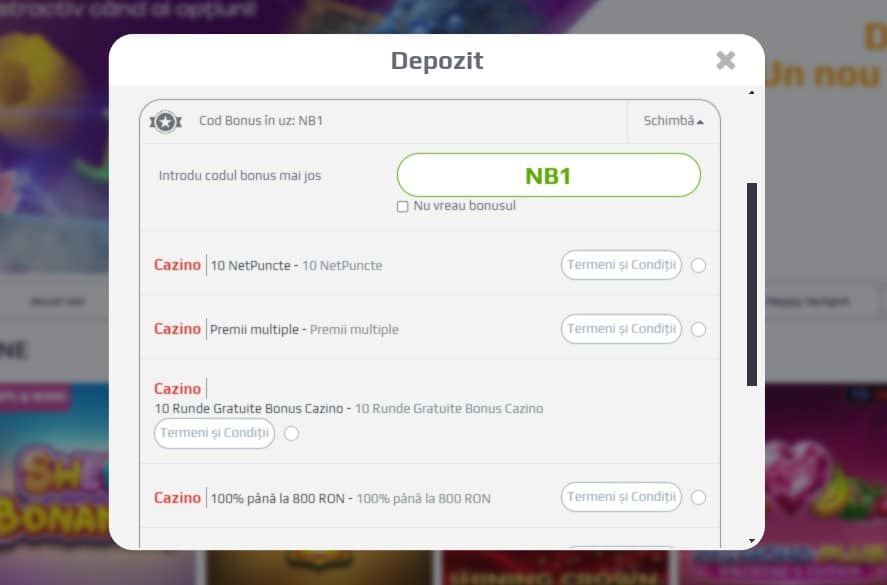 depunere netbet