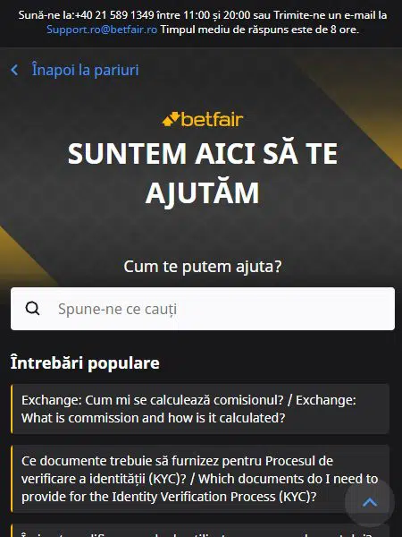 probleme betfair contact