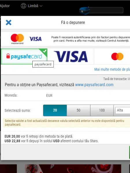 cazinouri paysafecard romania cum