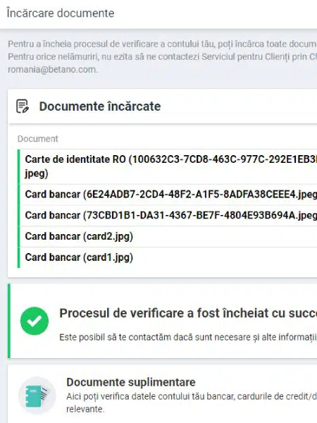 verificare cont betano documentele