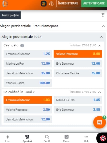 pariuri alegeri franta 2022 betano
