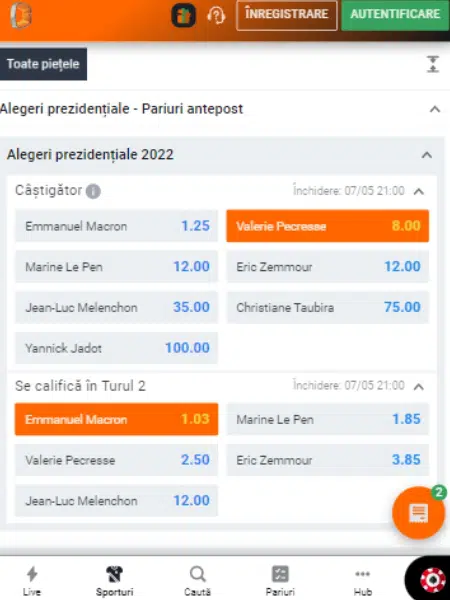 pariuri alegeri franta 2022 betano