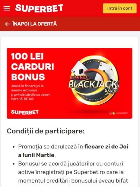promo superbet 100 lei carduri bonus