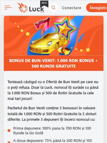 luck casino bonus bun venit ghid recenzie