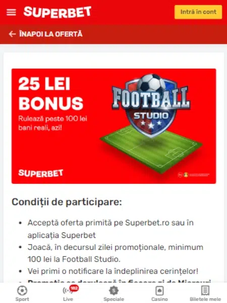 25 ron bonus superbet miercuri