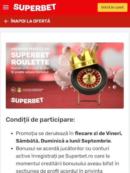 weekend superbet roulette promotie