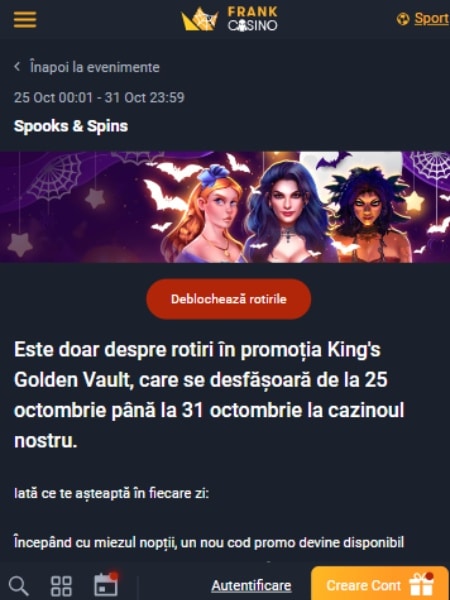 promotie spooks and spins frank casino