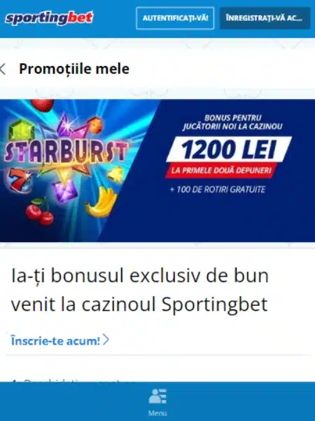 bonus sportingbet bun venit 1200 RON