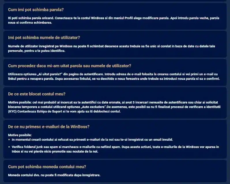 intrebari generale pareri winboss casino