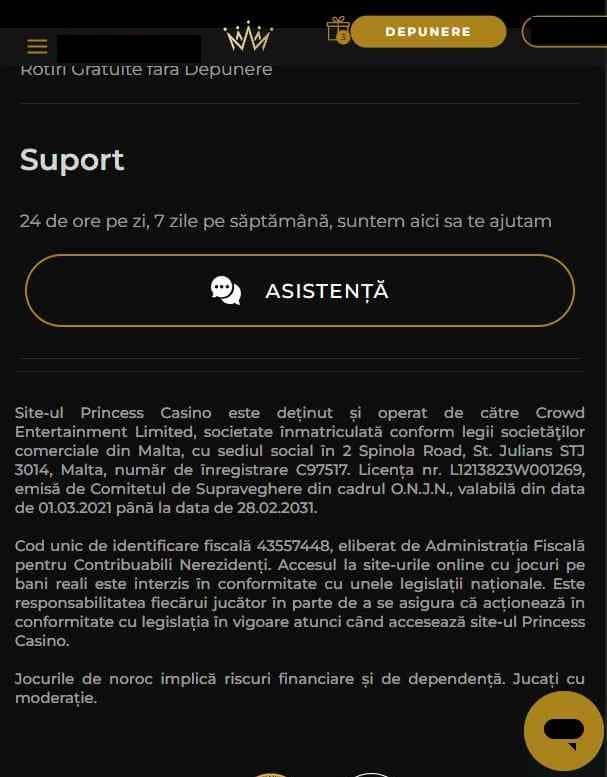 princess casino suport footer
