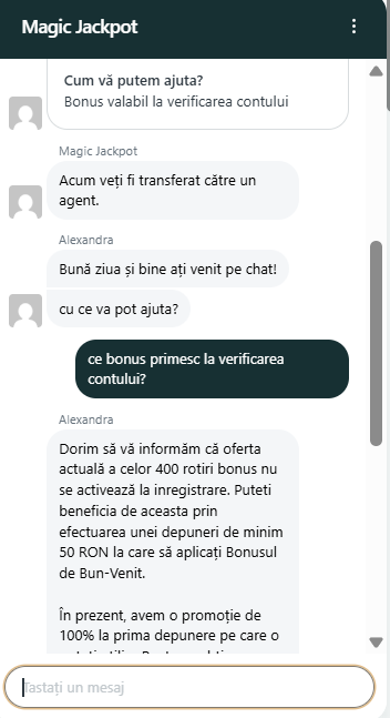 contact magic jackpot prin live chat