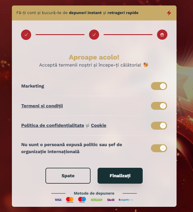 completare formular inregistrare magic jackpot