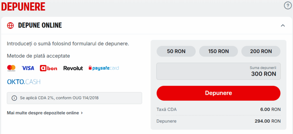 Cum se face o depunere la Superbet