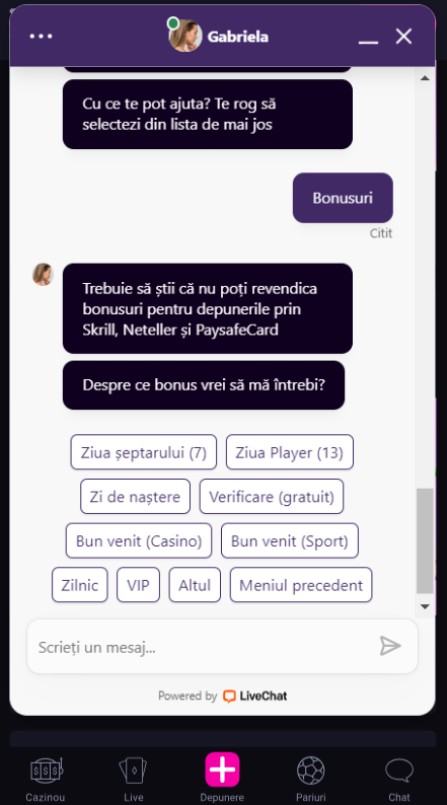 player contact live chat