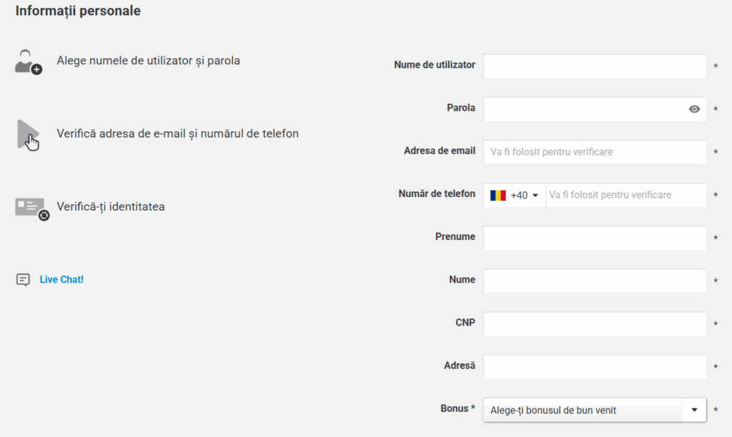formular inregistrare casa pariurilor casino