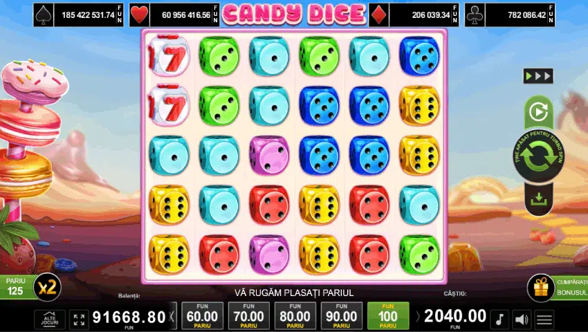 candy dice slot ecran joc