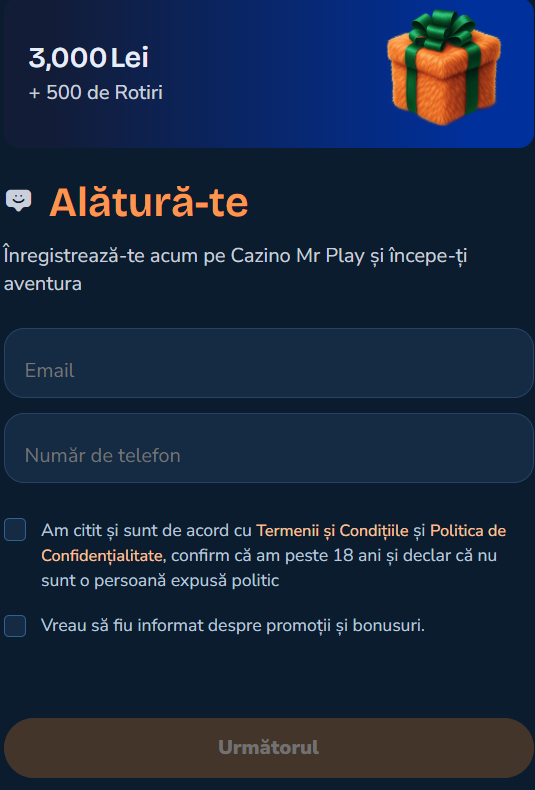 Deschide cont Mr Play