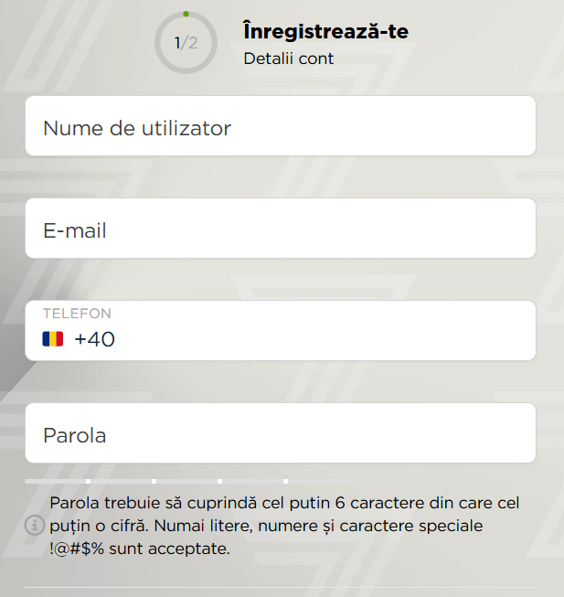 Formularul de înregistrare RedSevens online