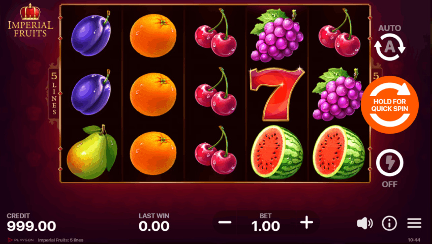 Imperial Fruits ecran de joc