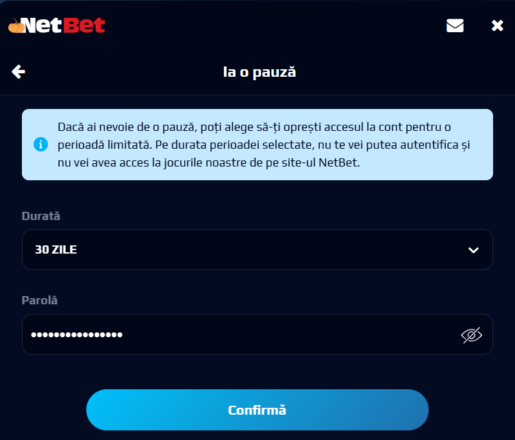 pauza jocuri de noroc netbet