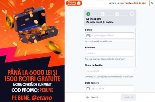 cum revendici un bonus de bun venit la inregistrare Betano