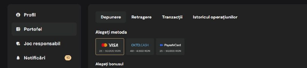 cum faci o depunere la bilion