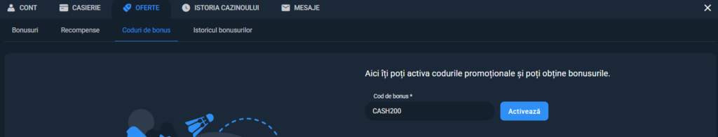 cum introduci un cod bonus casino
