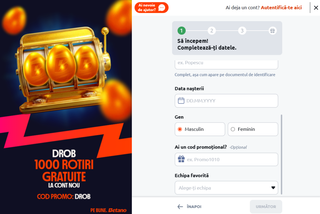 cum introduci un cod bonus betano casino