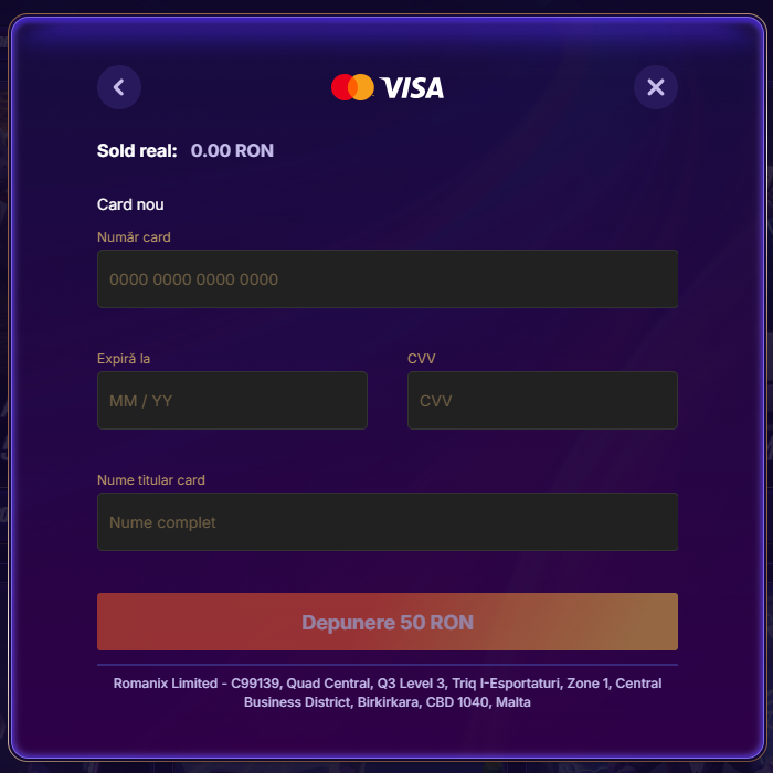 cum faci o depunere prin card bancar la zinx casino