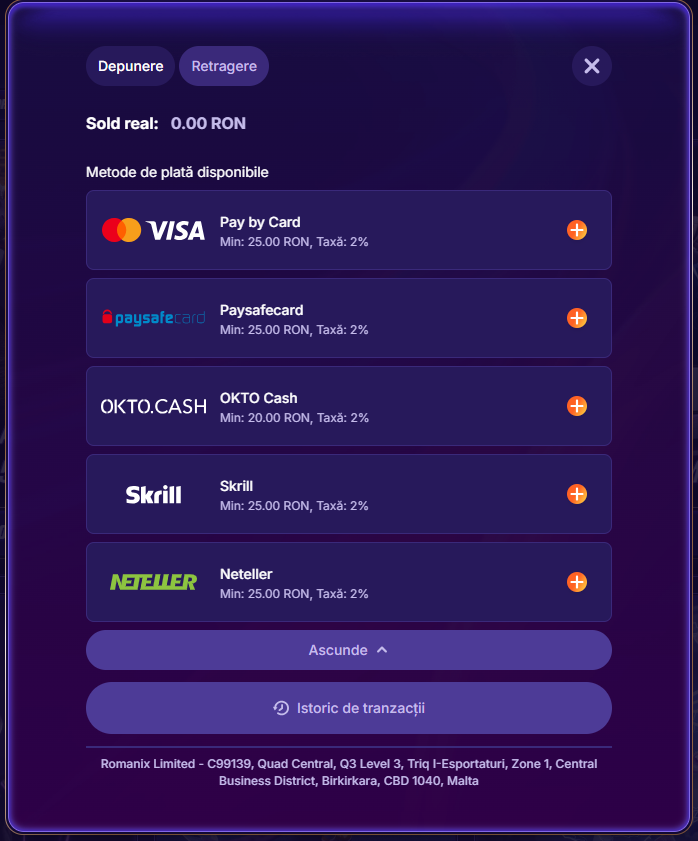 cum faci o depunere la zinx casino