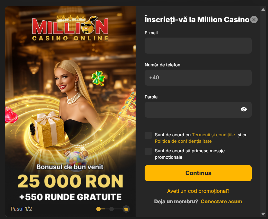 million casino rotiri gratuite fara depunere la inregistrare