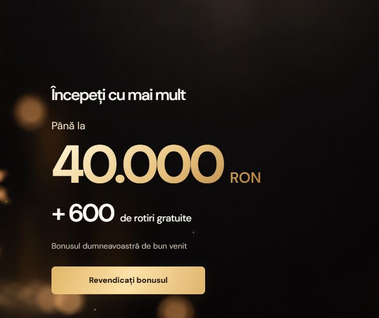 începeți cu mai mult cu bonus de bun venit la bilion de până la 40.000 ron și 600 rotiri gratuite