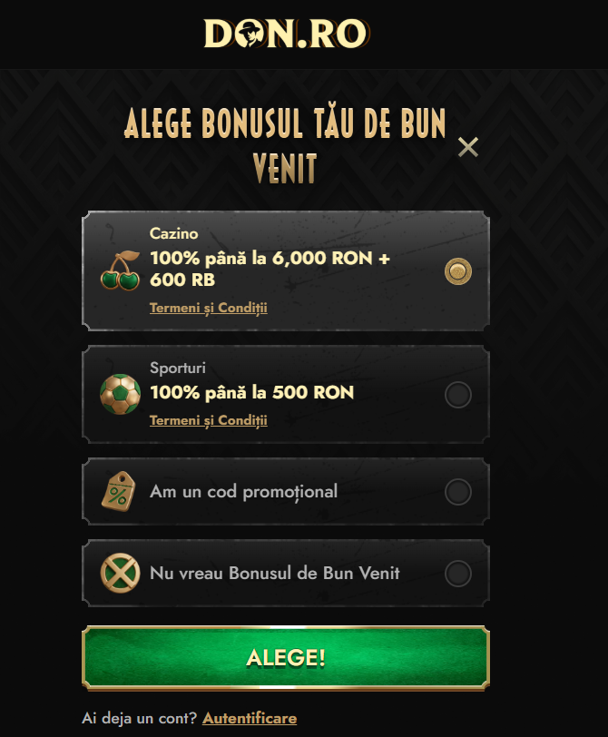 cum revendici un bonus de bun venit don casino
