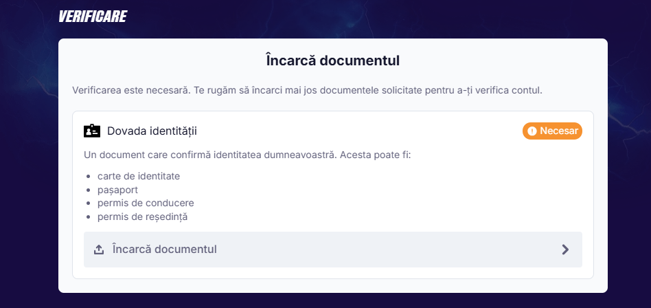 documente pentru verificare cont zinx