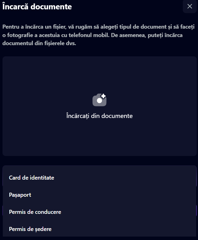 Încărcare documente CoolCasino