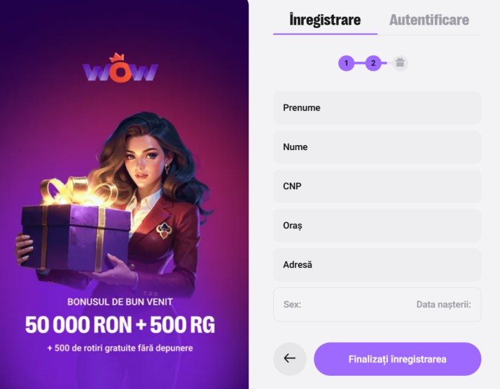 recenzie-wow-casino-formular-inregistrare recenzie wow casino - formular inregistrare - date personale